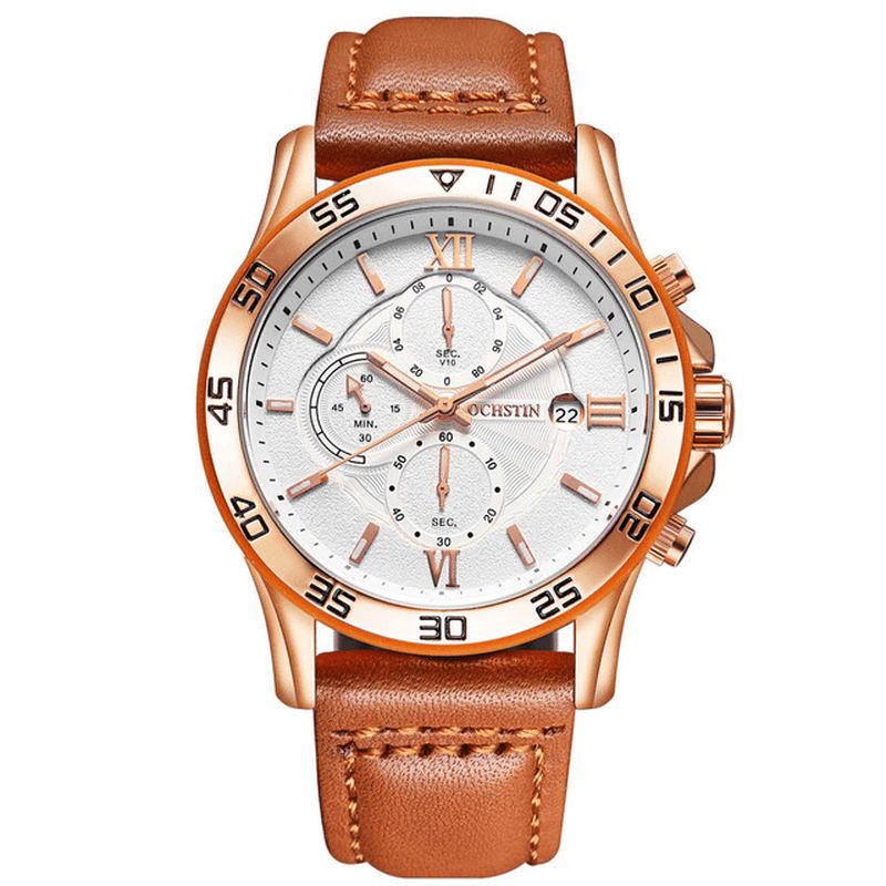 Gq068a Multifonction Chronographe Hommes Montre-bracelet Business Style Montres À Quartz