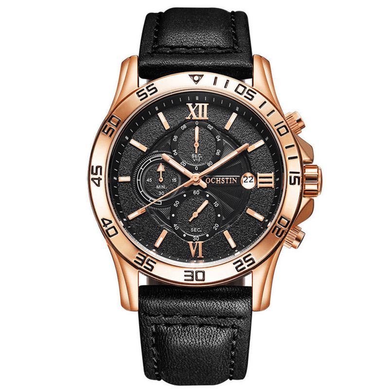 Gq068a Multifonction Chronographe Hommes Montre-bracelet Business Style Montres À Quartz