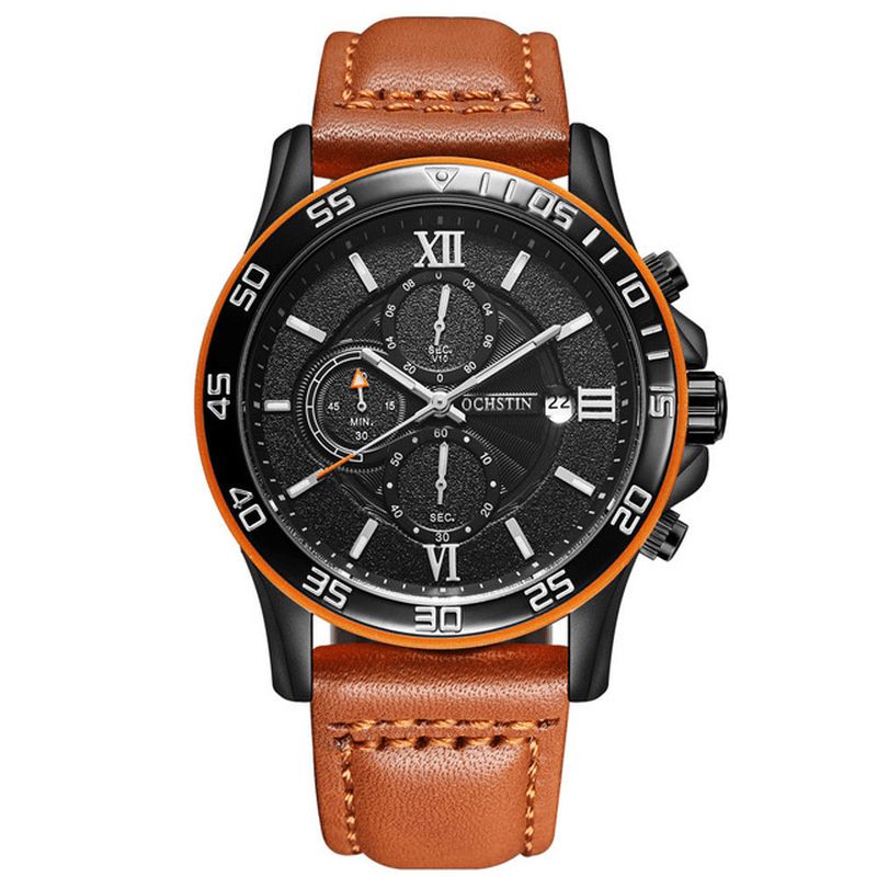 Gq068a Multifonction Chronographe Hommes Montre-bracelet Business Style Montres À Quartz