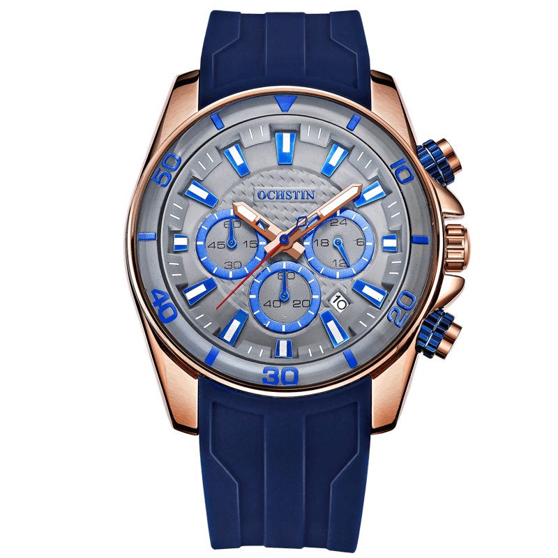 Gq094 Bussiness Style Homme Montre-bracelet Automatique Date Chronomètre Militaire Montre À Quartz