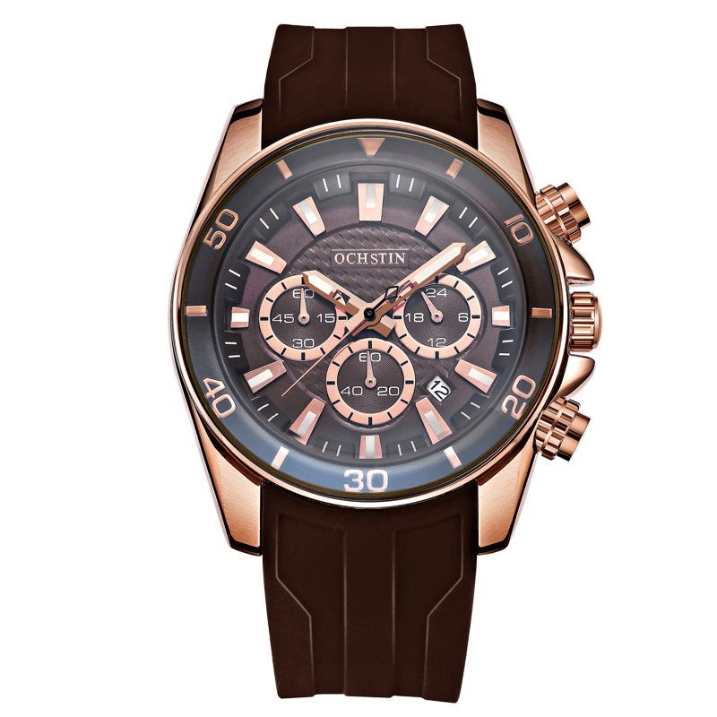 Gq094 Bussiness Style Homme Montre-bracelet Automatique Date Chronomètre Militaire Montre À Quartz