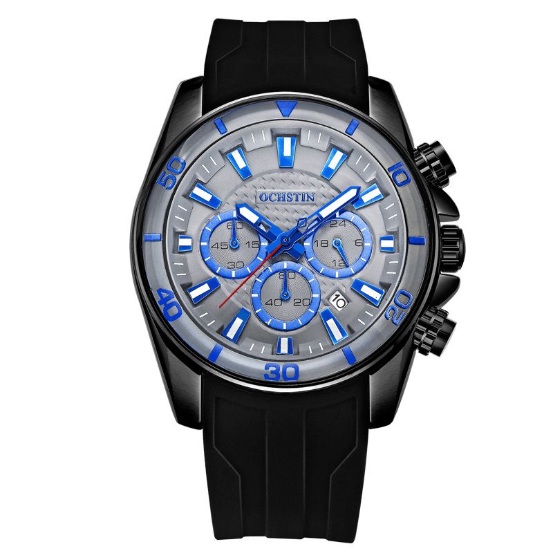 Gq094 Bussiness Style Homme Montre-bracelet Automatique Date Chronomètre Militaire Montre À Quartz