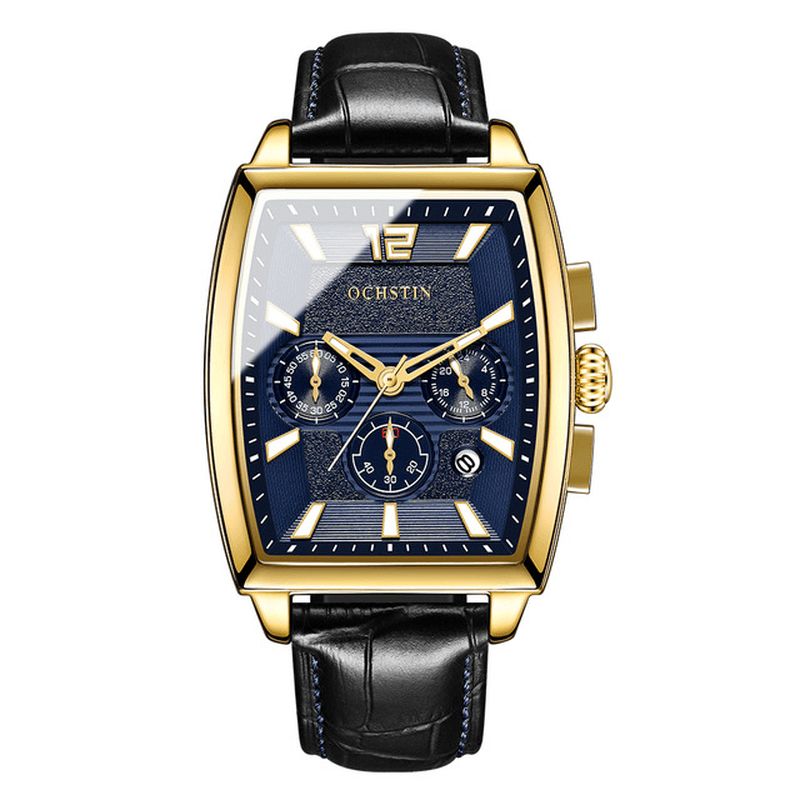 Gq6133 Business Style Hommes Montre-bracelet Calendrier Affichage Lumineux Montres À Quartz