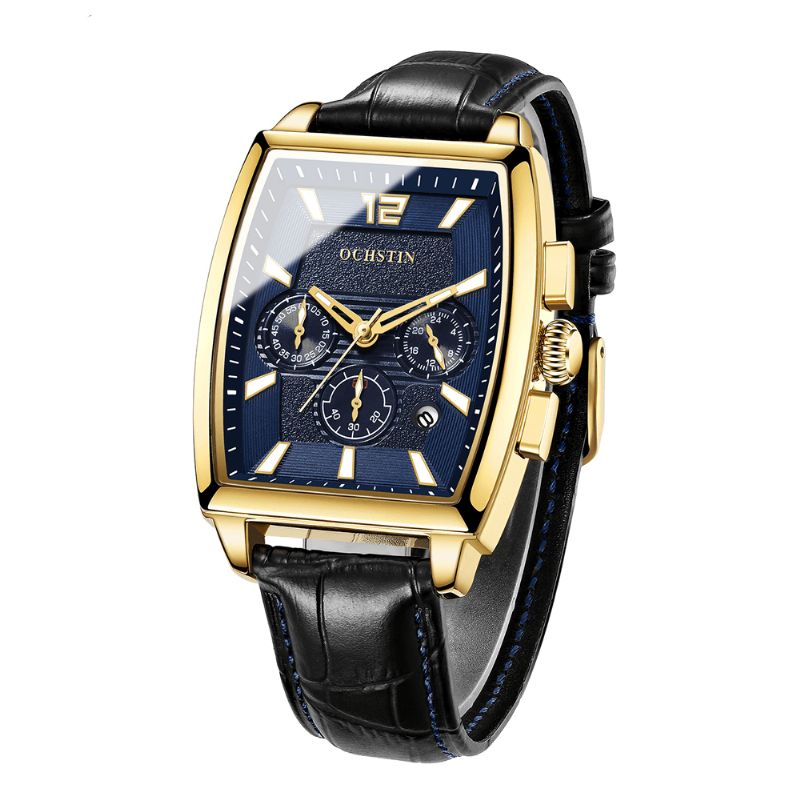 Gq6133 Business Style Hommes Montre-bracelet Calendrier Affichage Lumineux Montres À Quartz