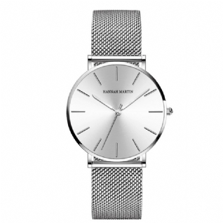 Hannah Martin Cc36 Montre Femme Simple Boîtier En Métal Élégant Bracelet En Acier Inoxydable Montre À Quartz Femme