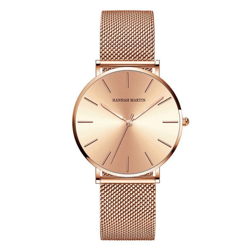 Hannah Martin Cc36 Montre Femme Simple Boîtier En Métal Élégant Bracelet En Acier Inoxydable Montre À Quartz Femme