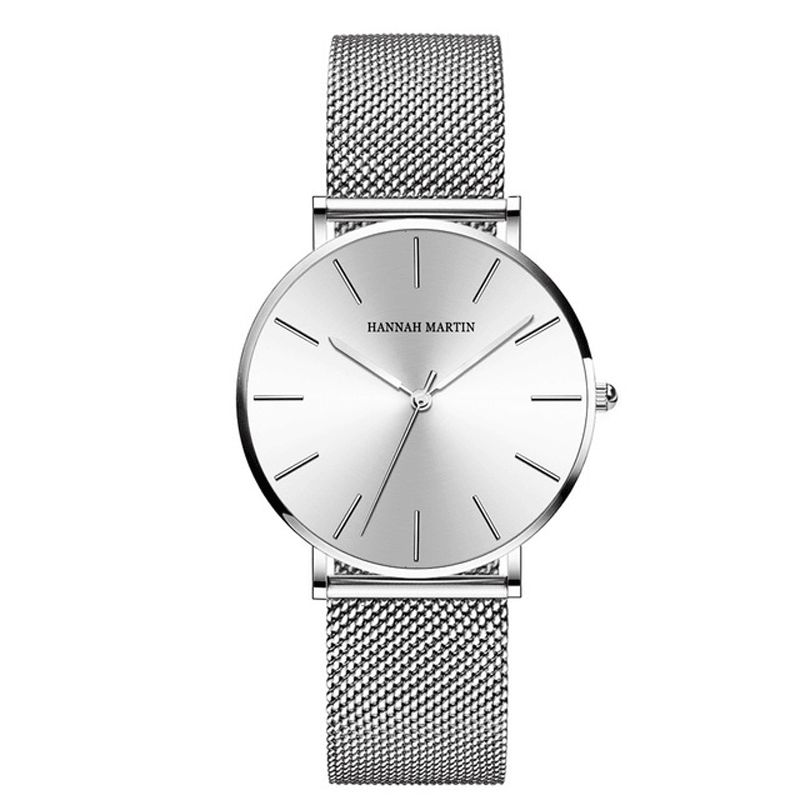 Hannah Martin Cc36 Montre Femme Simple Boîtier En Métal Élégant Bracelet En Acier Inoxydable Montre À Quartz Femme