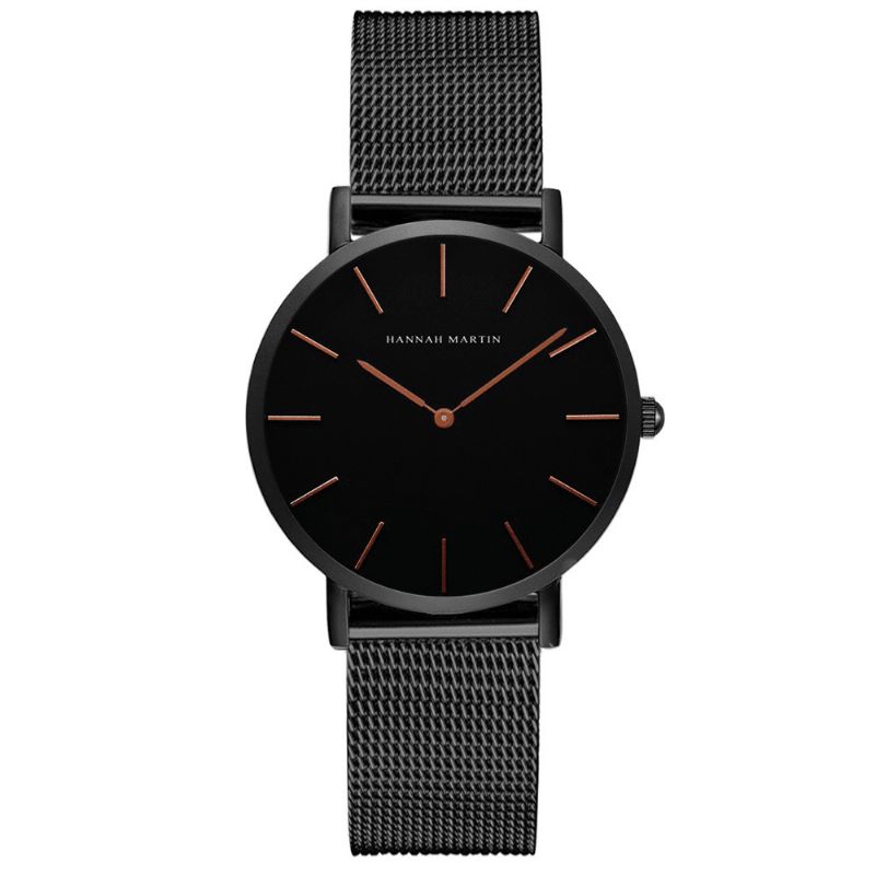 Hannah Martin Ch36 Mode Casual Simple Grand Cadran Acier Maille Bracelet Étanche Femmes Montre À Quartz