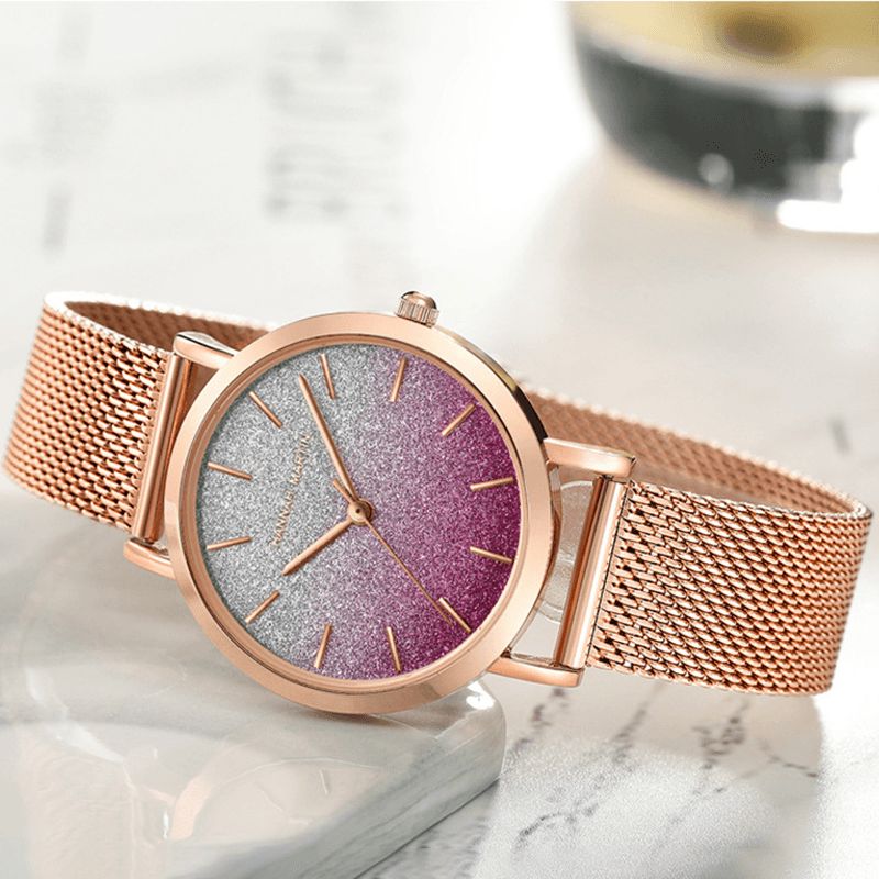 Hannah Martin Hm1323 Montre À Quartz Pour Femme Avec Cadran Dégradé De Couleur Ultra-mince En Acier