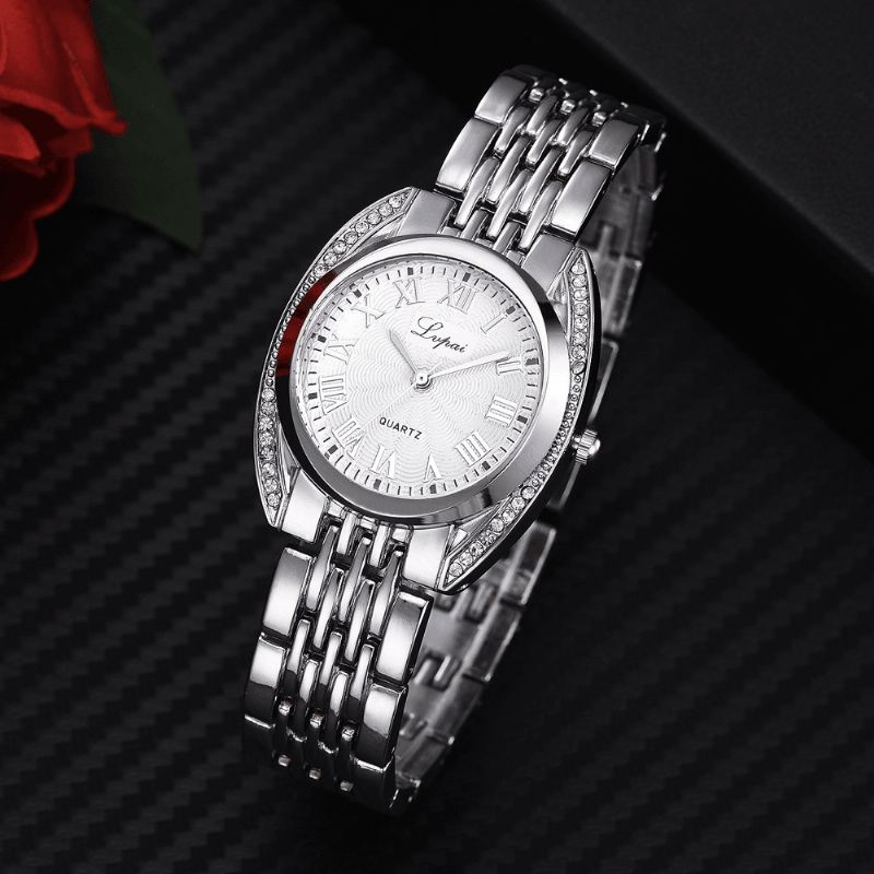 Haut De Gamme Dames Chiffres Romains Montre À Quartz Mode Décontracté Ceinture En Acier Femmes Montre