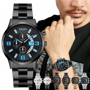 Hommes Montre Alliage Décontractées Acier Inoxydable Bande Calendrier Numérique Quartz Montre