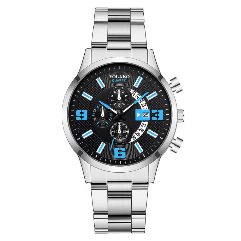 Hommes Montre Alliage Décontractées Acier Inoxydable Bande Calendrier Numérique Quartz Montre