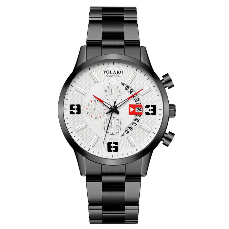 Hommes Montre Alliage Décontractées Acier Inoxydable Bande Calendrier Numérique Quartz Montre