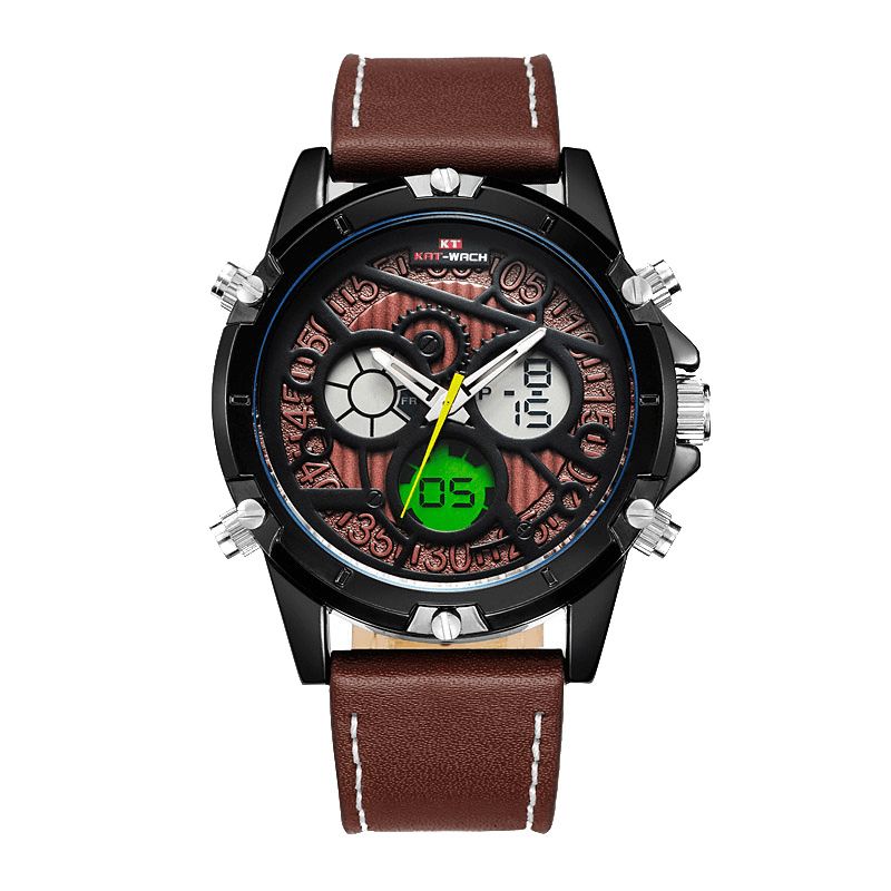 Hommes Montre Double Affichage Sport Militaire Led Mâle Montre-bracelet Numérique