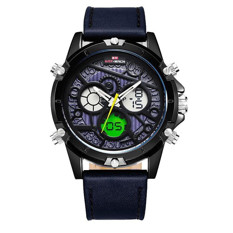 Hommes Montre Double Affichage Sport Militaire Led Mâle Montre-bracelet Numérique