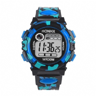 Honhx 62 Mode Hommes Montre Lumineuse Date Semaine Affichage Multi-fonction Camouflage Sport Montre Numérique