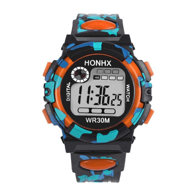 Honhx 62 Mode Hommes Montre Lumineuse Date Semaine Affichage Multi-fonction Camouflage Sport Montre Numérique