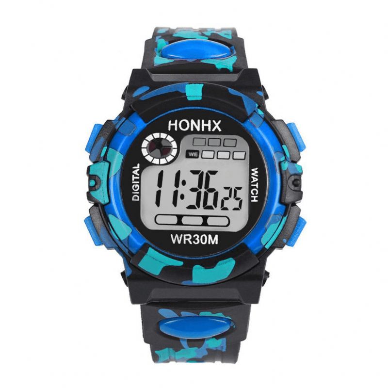 Honhx 62 Mode Hommes Montre Lumineuse Date Semaine Affichage Multi-fonction Camouflage Sport Montre Numérique