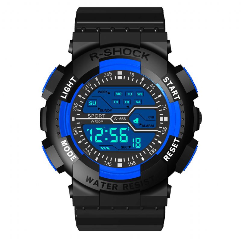 Honhx 82-666 Hommes Mode Lumineux Dsiplay Chronomètre Sport Style Montre Numérique