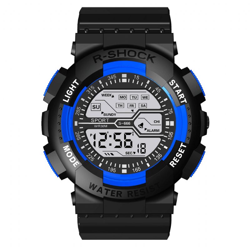 Honhx 82-666 Hommes Mode Lumineux Dsiplay Chronomètre Sport Style Montre Numérique