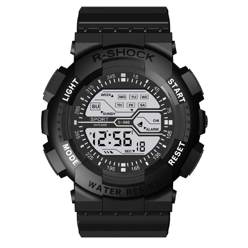 Honhx 82-666 Hommes Mode Lumineux Dsiplay Chronomètre Sport Style Montre Numérique