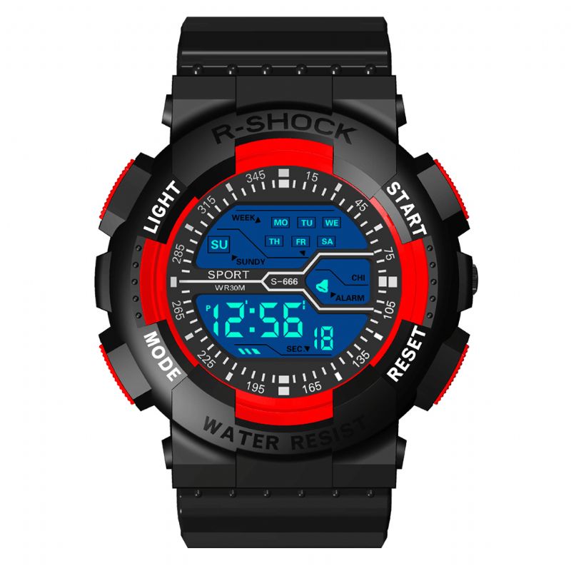 Honhx 82-666 Hommes Mode Lumineux Dsiplay Chronomètre Sport Style Montre Numérique