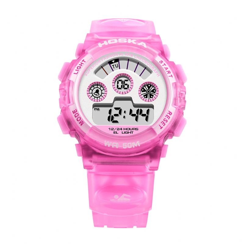 Hoskas H001s Fresh Rose Bleu Couleur Étanche Mode Style Enfants Montre Couple Montre Numérique