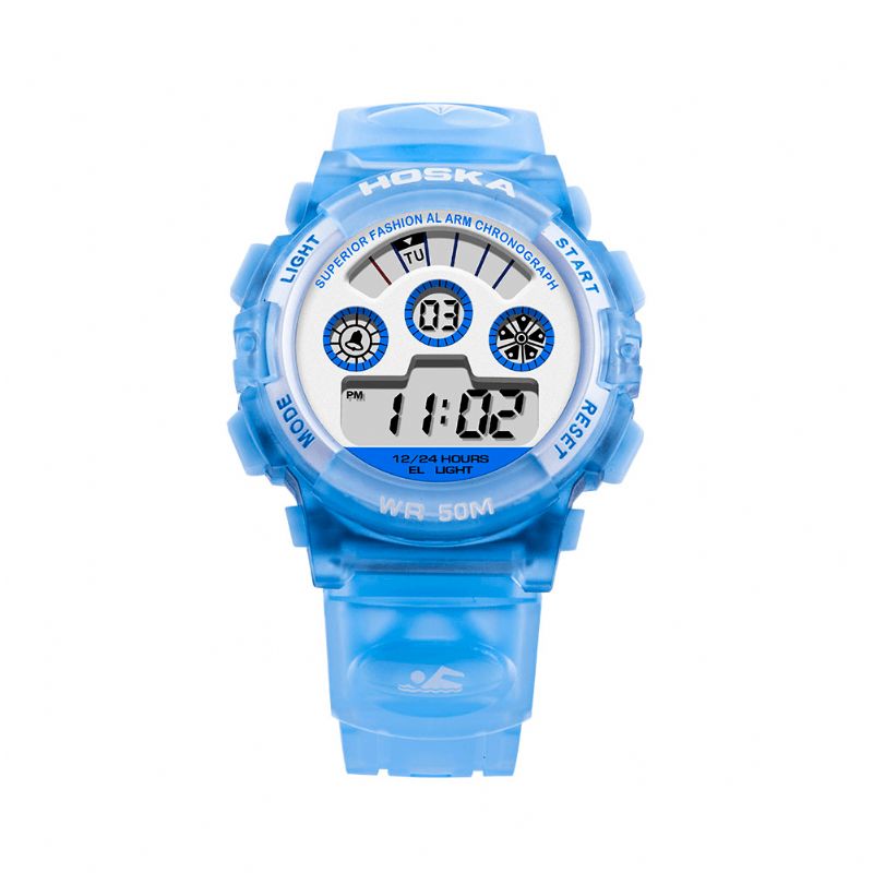 Hoskas H001s Fresh Rose Bleu Couleur Étanche Mode Style Enfants Montre Couple Montre Numérique