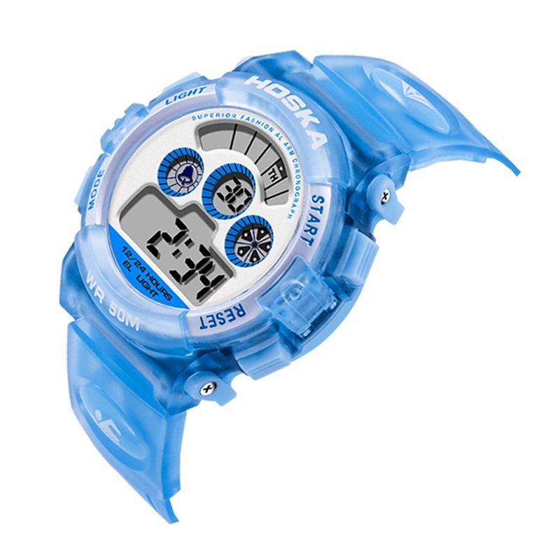 Hoskas H001s Fresh Rose Bleu Couleur Étanche Mode Style Enfants Montre Couple Montre Numérique