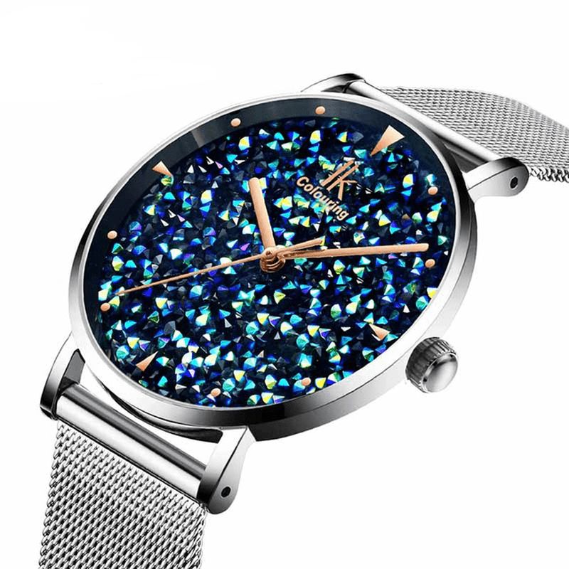 Ik Coloring Ik028 Mode Style Gypsophila Dial Montre Magnétique Pour Femme Montre À Quartz Ultra Fine