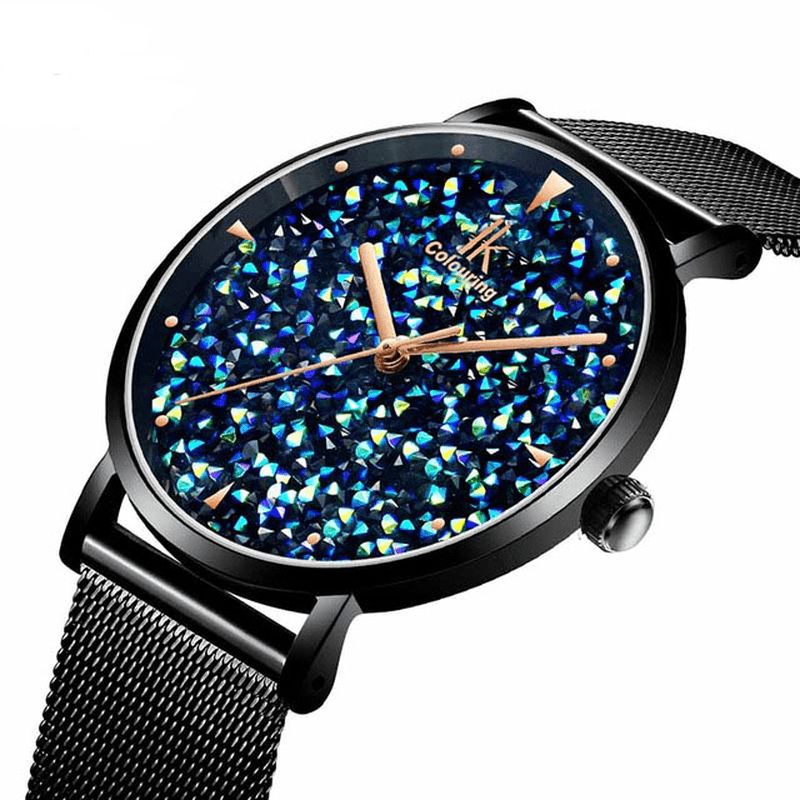 Ik Coloring Ik028 Mode Style Gypsophila Dial Montre Magnétique Pour Femme Montre À Quartz Ultra Fine