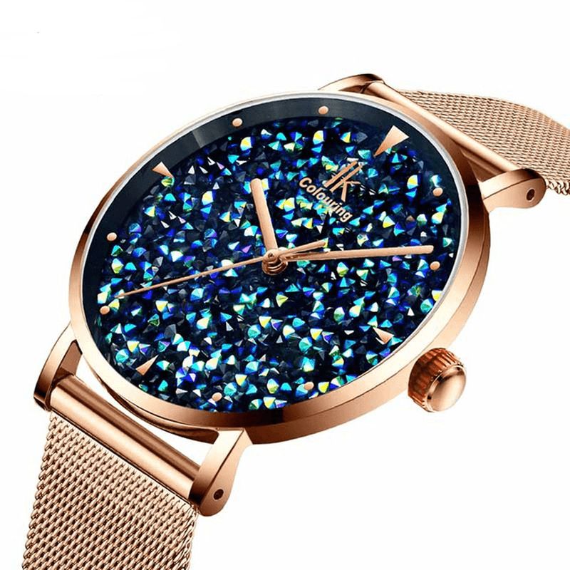 Ik Coloring Ik028 Mode Style Gypsophila Dial Montre Magnétique Pour Femme Montre À Quartz Ultra Fine