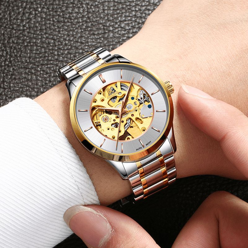 Ik Coloring K004 Bussiness Style Male Wacth Rose Golden Auto Montre-bracelet Mécanique