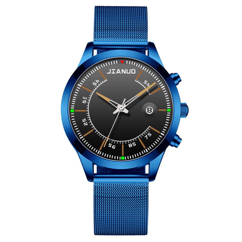 Jianuo Hommes Montre Alliage Sports Affaires Étanche Calendrier Lumineux Maille Ceinture Montre À Quartz