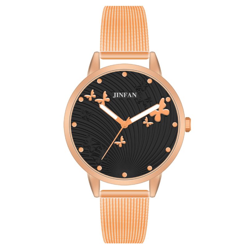 Jinfan Jl06 Montre-bracelet Pour Femme De Style Décontracté Montres À Quartz En Acier