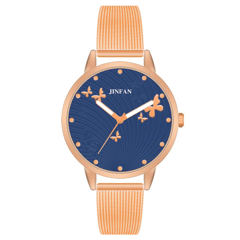 Jinfan Jl06 Montre-bracelet Pour Femme De Style Décontracté Montres À Quartz En Acier