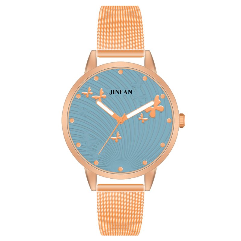 Jinfan Jl06 Montre-bracelet Pour Femme De Style Décontracté Montres À Quartz En Acier