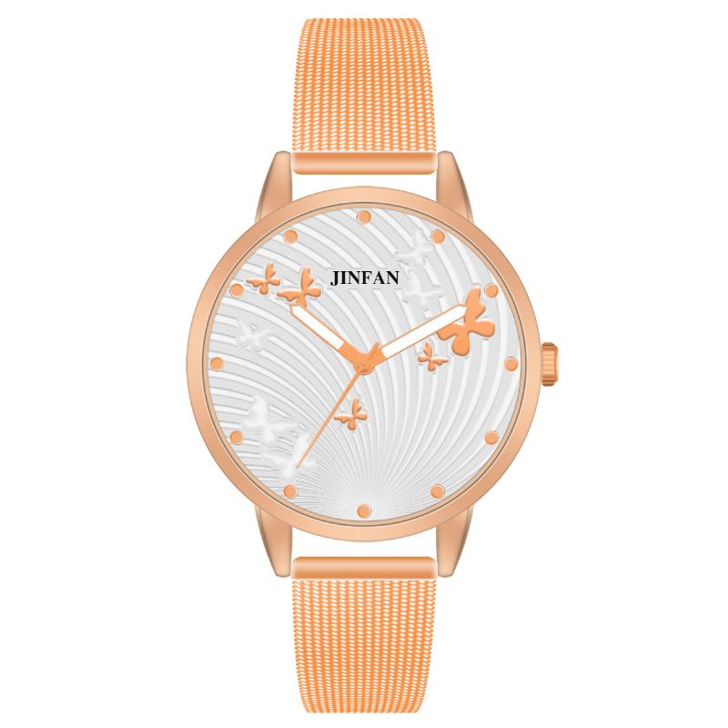 Jinfan Jl06 Montre-bracelet Pour Femme De Style Décontracté Montres À Quartz En Acier