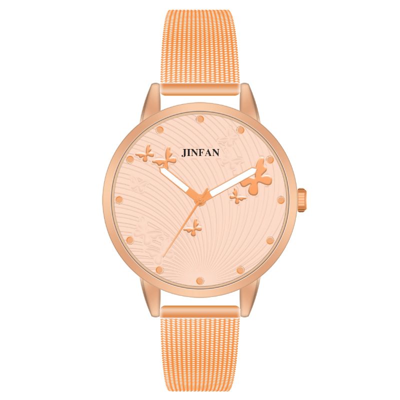 Jinfan Jl06 Montre-bracelet Pour Femme De Style Décontracté Montres À Quartz En Acier