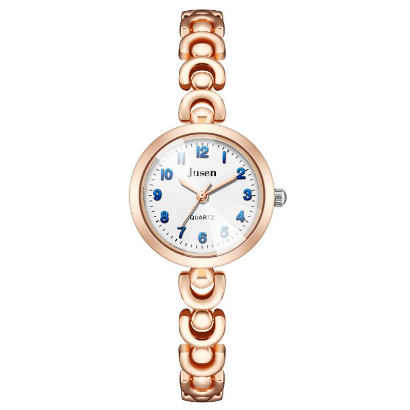 Jusen Js6321 Full Metal Mode Femmes Montre-bracelet Affichage Du Numéro Montre À Quartz