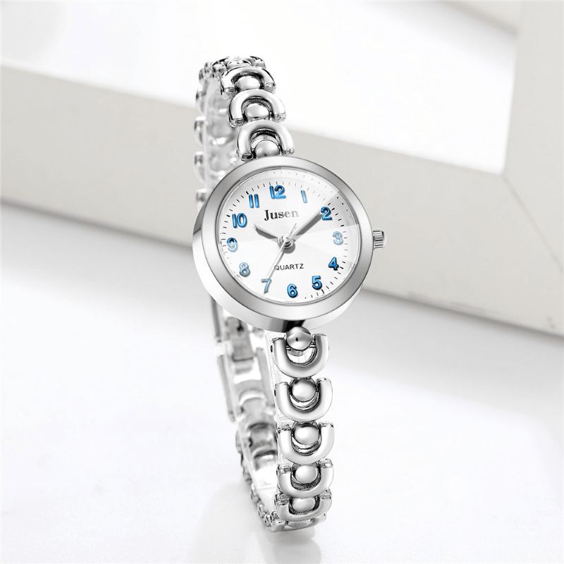 Jusen Js6321 Full Metal Mode Femmes Montre-bracelet Affichage Du Numéro Montre À Quartz