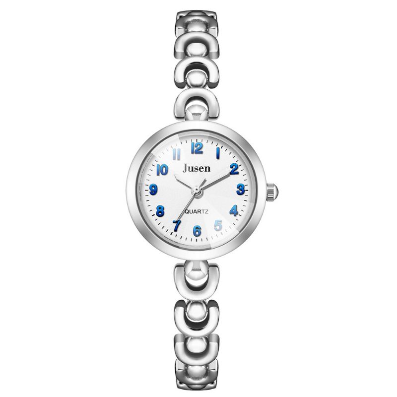 Jusen Js6321 Full Metal Mode Femmes Montre-bracelet Affichage Du Numéro Montre À Quartz