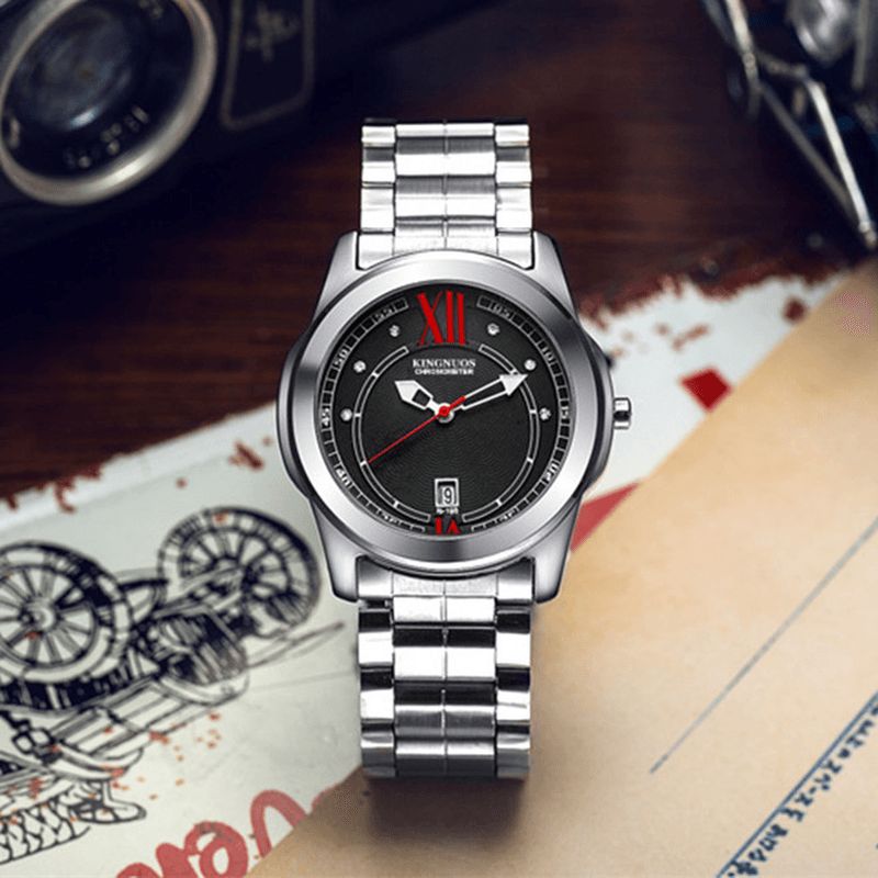 K-198 Hardles Verre Montres À Quartz Bracelet En Acier Inoxydable Business Style Hommes Montre