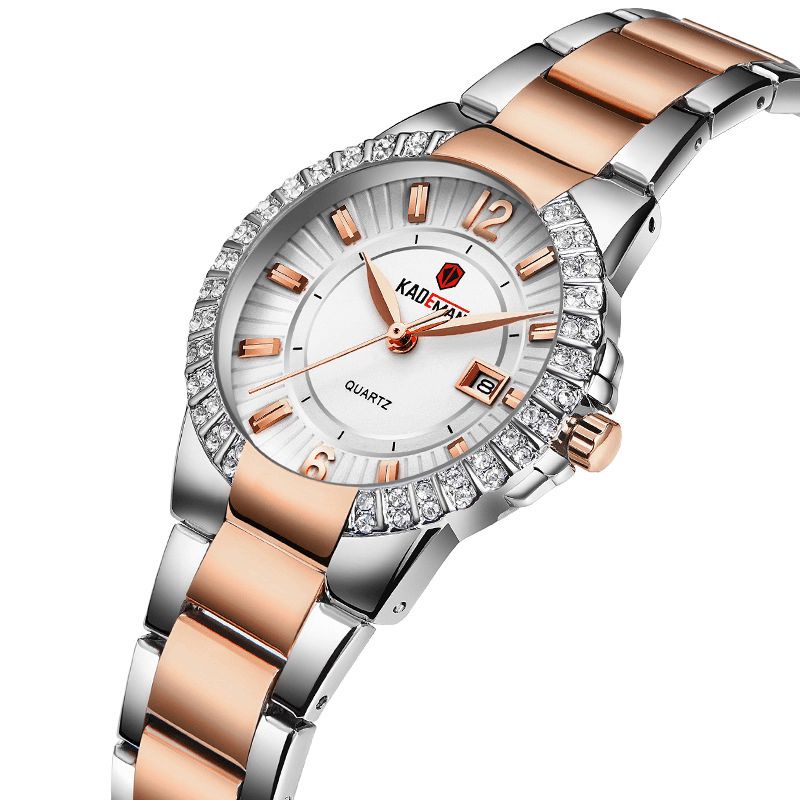 Kademan 826l Mode Femmes Montre Lumière Luxe Étanche Affichage De La Date Bracelet En Acier Inoxydable Montre À Quartz