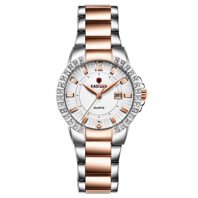 Kademan 826l Mode Femmes Montre Lumière Luxe Étanche Affichage De La Date Bracelet En Acier Inoxydable Montre À Quartz