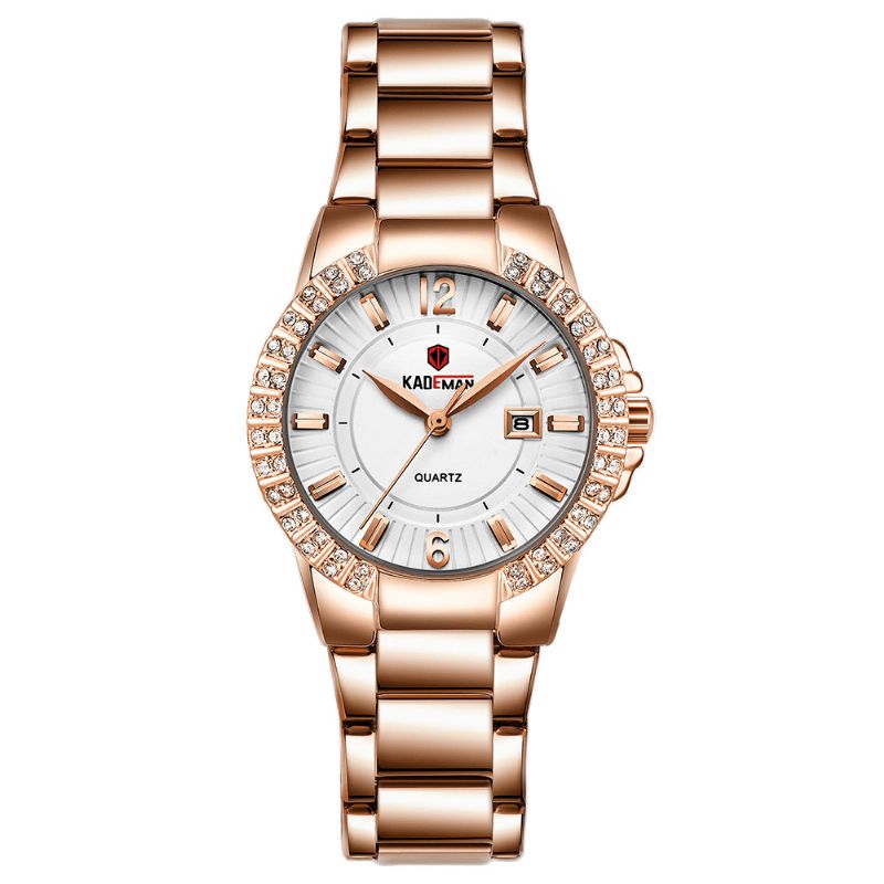 Kademan 826l Mode Femmes Montre Lumière Luxe Étanche Affichage De La Date Bracelet En Acier Inoxydable Montre À Quartz