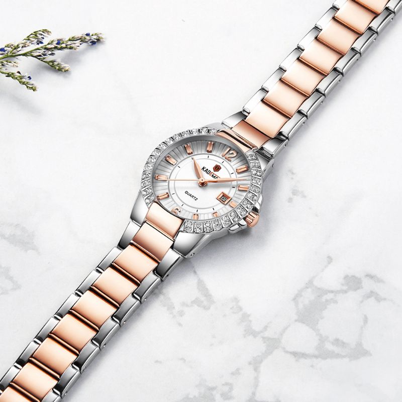 Kademan 826l Mode Femmes Montre Lumière Luxe Étanche Affichage De La Date Bracelet En Acier Inoxydable Montre À Quartz