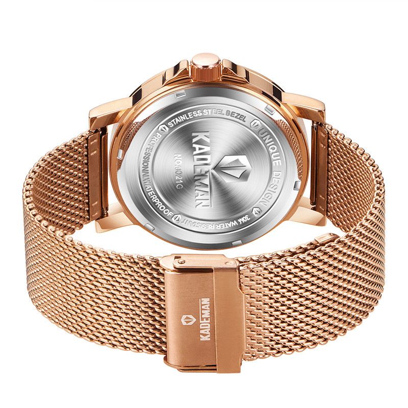 Kademan 9021g Montre-bracelet Ultra Mince Pour Hommes Montres À Quartz À Bande En Acier