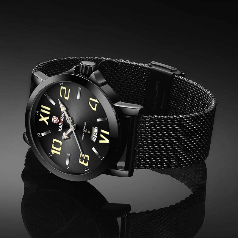 Kademan 9021g Montre-bracelet Ultra Mince Pour Hommes Montres À Quartz À Bande En Acier