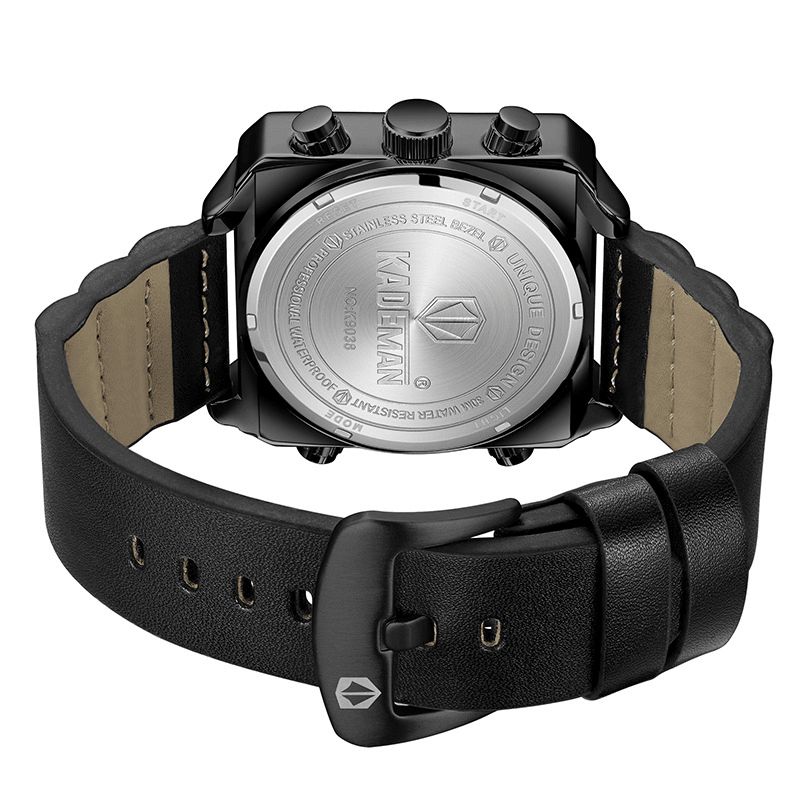 Kademan K9038 Étanche Multifonction Hommes Montre-bracelet Style Décontracté Double Affichage Montre À Quartz